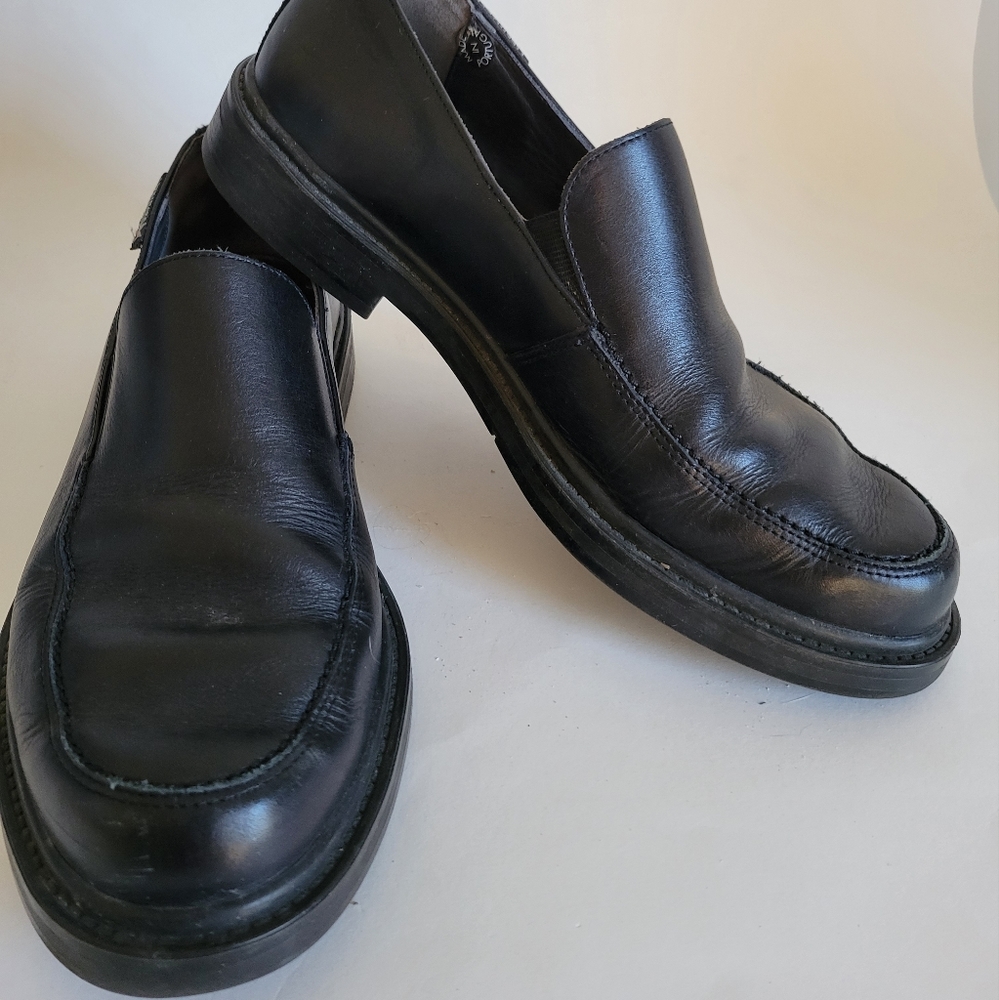 Mephisto Mens Air Jet Leather Slip On Dress Shoes Size US 8.5 Black